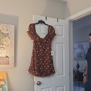 Elegant Brown Floral Women's Blouse